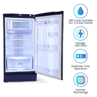 Godrej  Godrej 190 L 3 Star Inverter Direct-Cool Single Door Refrigerator with Jumbo Vegetable Tray (RD 1903 EWHI 33 STL BL, Steel Blue, Inverter Compressor) - 190 Litres, Blue